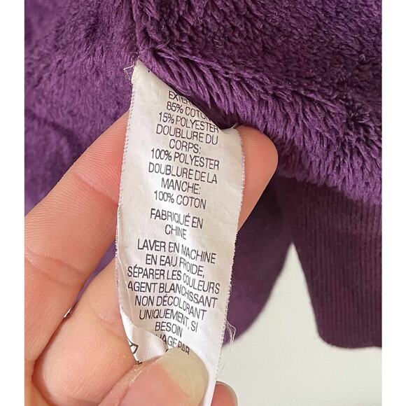 L.L. Bean Sherpa Lined Full Zip Hoodie Sweatshirt Jacket Purple Size Large - Picture 6 of 6